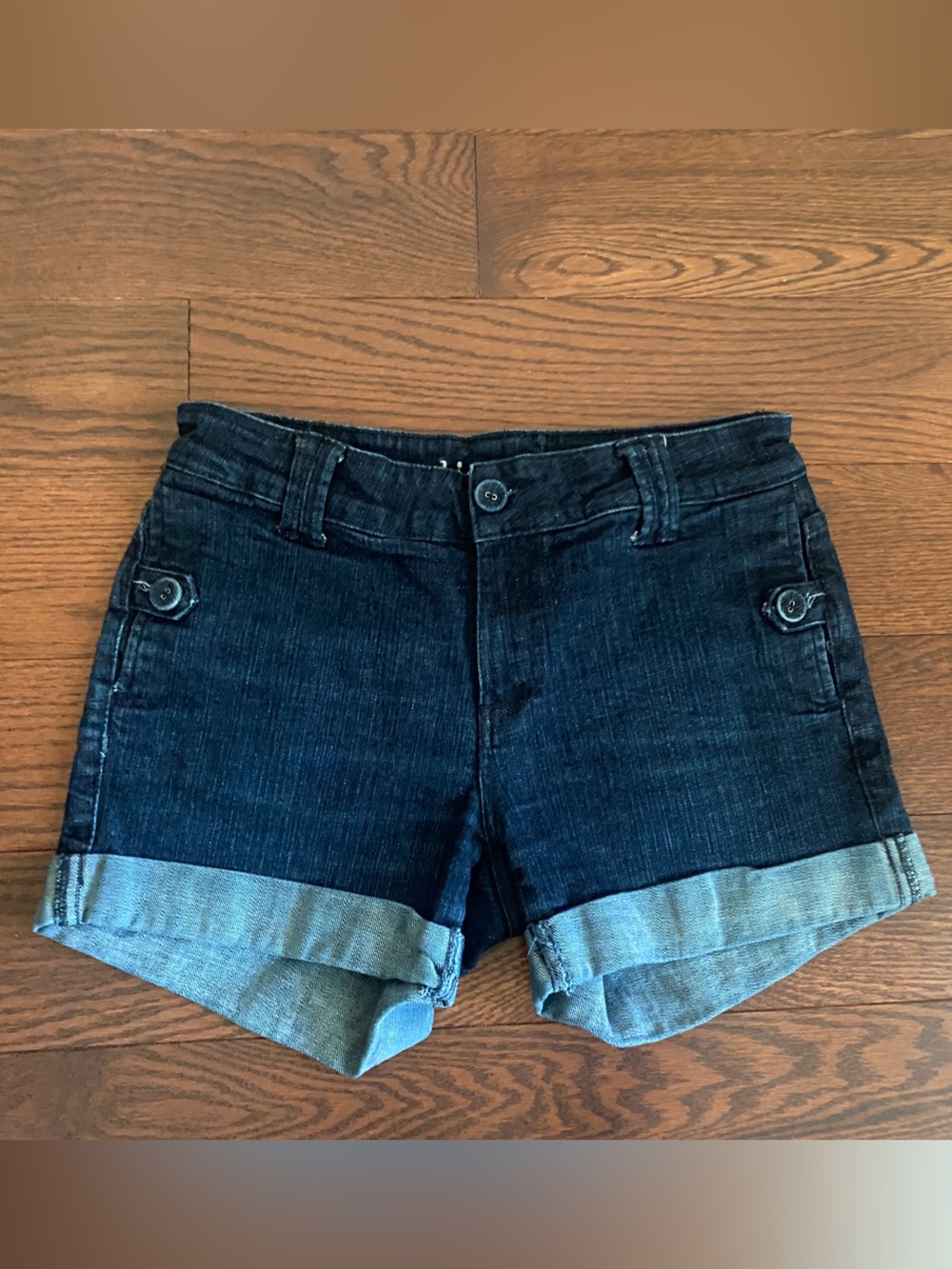 Dark Blue Denim Cuffed Women's Shorts